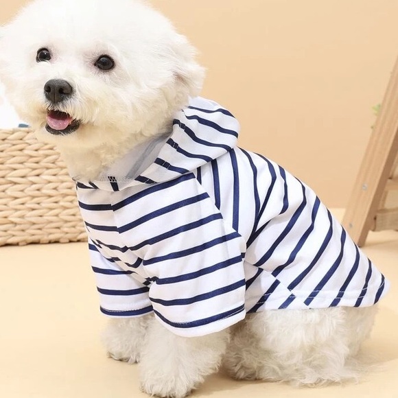 None Other - New Stripe Nautical Dog Pet Hoodie Size Small